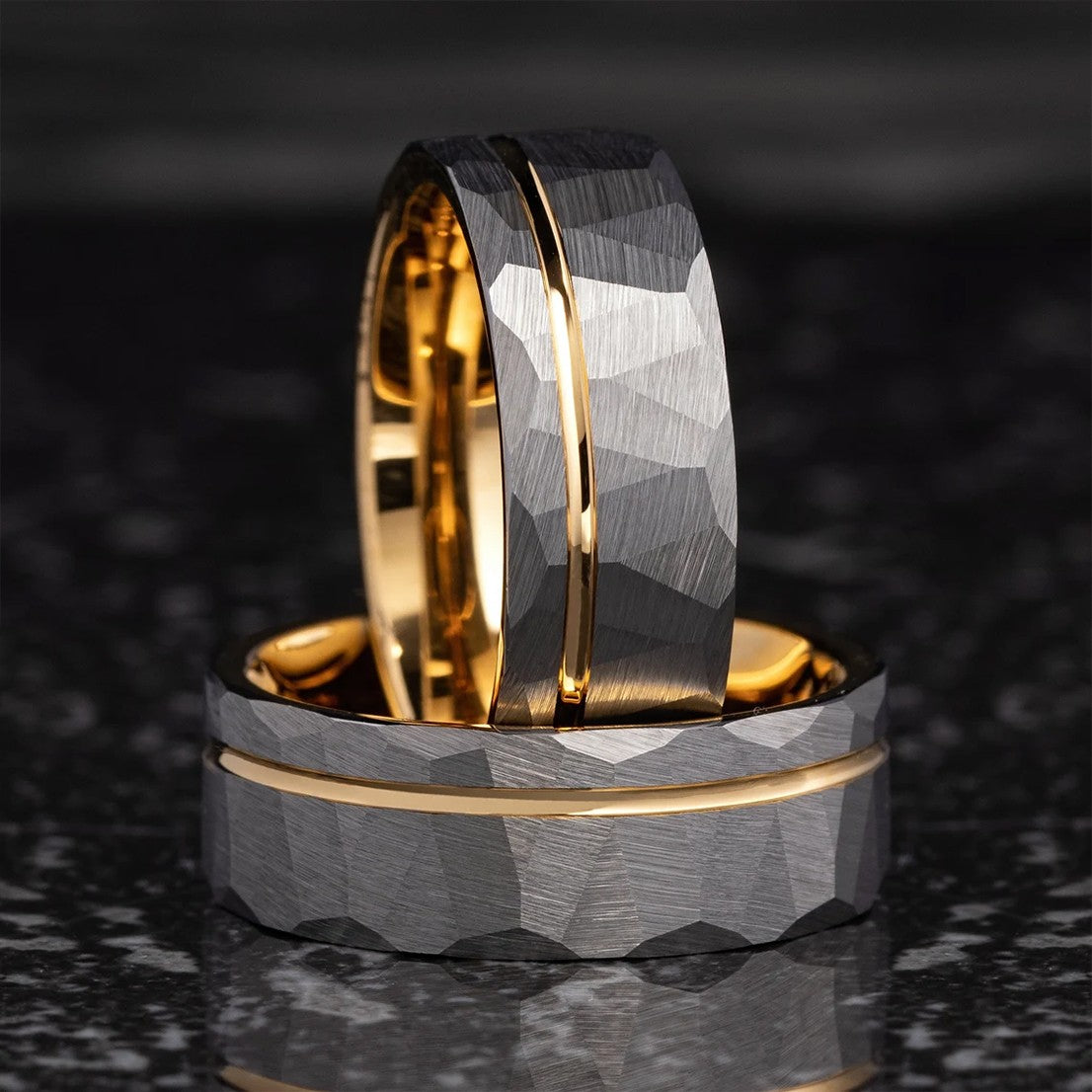 Anel de tungstênio martelado 8MM alianças de casamento masculinas anillos bague homme pareja de compromiso joias de moda anéis de noivado