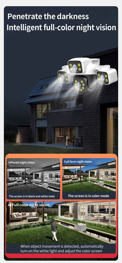 IPC360 Home 6K UHD Outdoor WiFi IP Camera 12MP Triple Lens with AI Human Detection 4K Auto Tracking for CCTV Security Monitoring