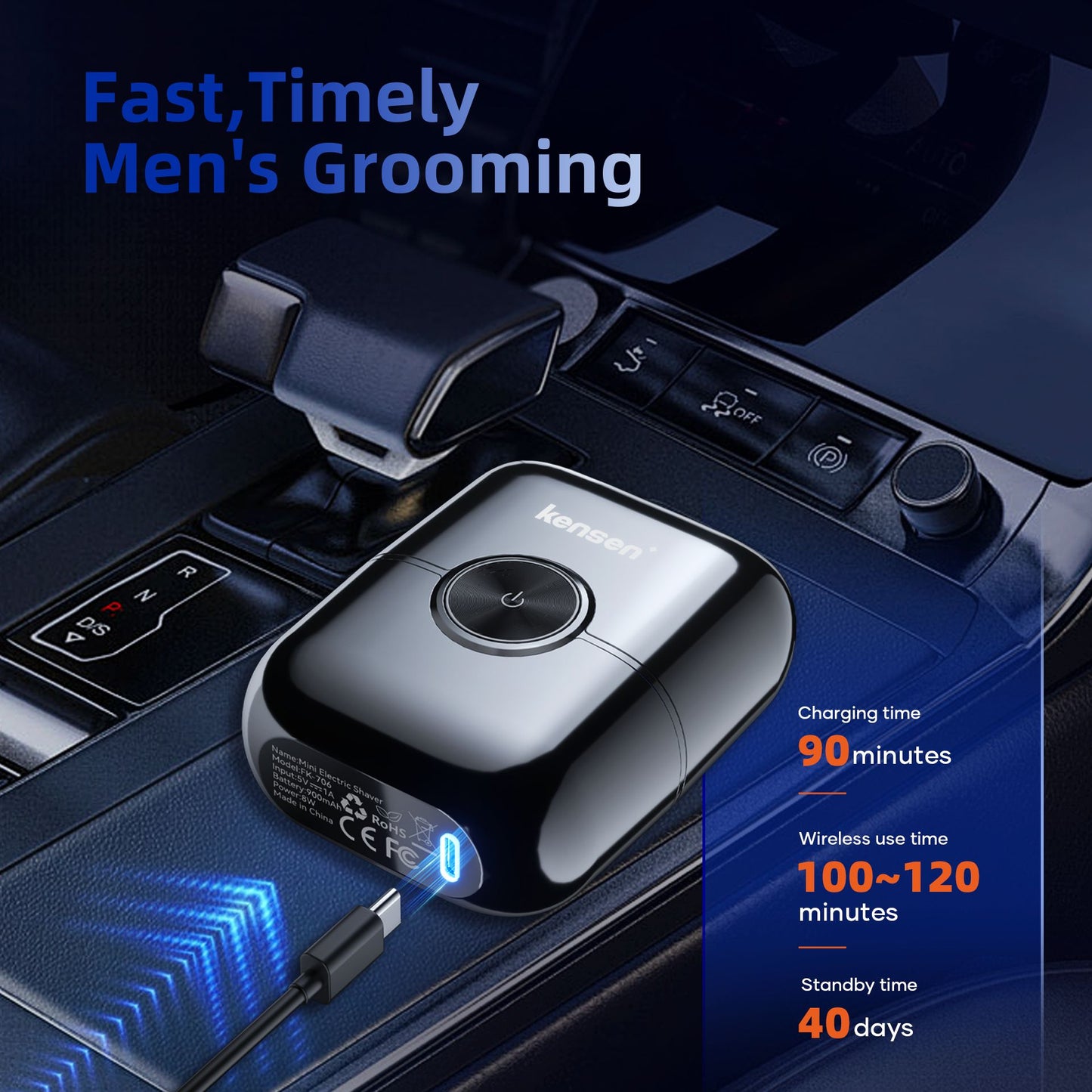 KENSEN S26 Electric Shaver for Men 4D Floating Blades Foil Shavers Waterproof 8000RPM Beard Trimmer Portable Mini Electric Razor