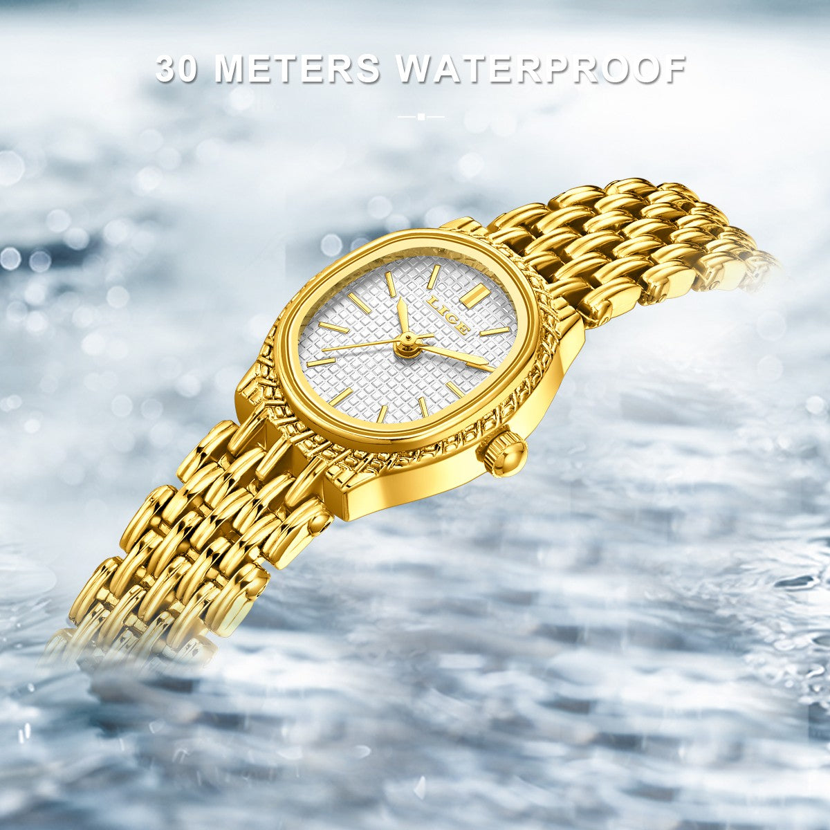 LIGE Golden Women Wristwatch Small Dial Ladies Gold Watch Bracelet Jewelry Quartz Lady Watch Compact Stylish Luxury Women Watch