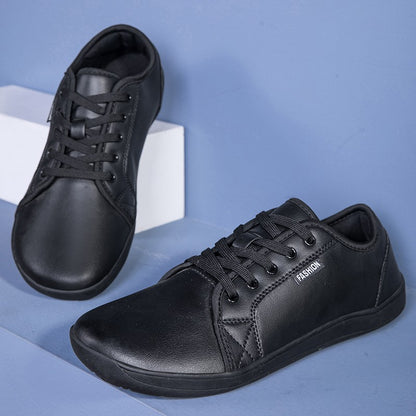 Oiaano Wide Toe Men Minimalist Shoes Comfortable Sneakers Leather Casual Shoes Black Slip On Leisure Loafers Drive Office