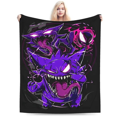 Cobertores Gengar Mantas De Pelúcia Novas Super Quentes Para Meninas Meninos Sofá Cadeira Flanela Colcha Protetor De Cama