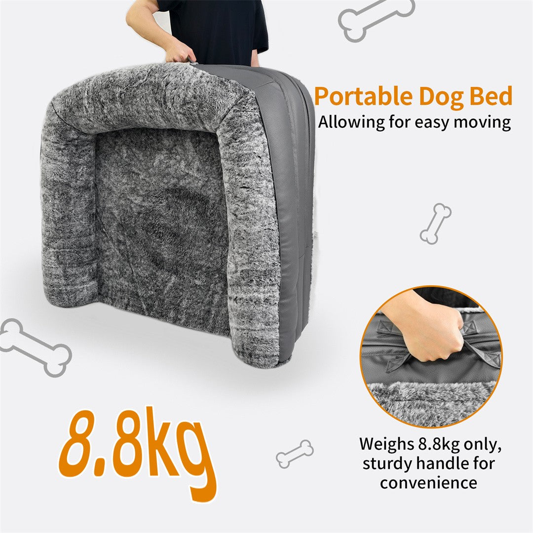 Cama Gigante para Cães, Tamanho Humano, 180cm de Comprimento, Dobrável, Calmante, Capa de Pelúcia, Ortopédica