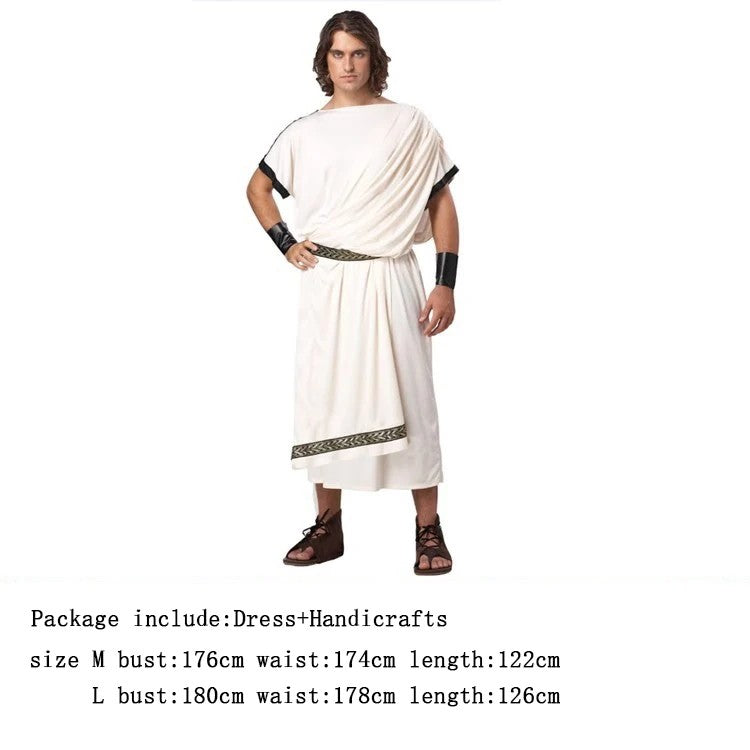 Greek Toga Costume For Men Roman Halloween Dionysus Costume With Wristband Adult Halloween Party King Gladiator Clothing Suit
