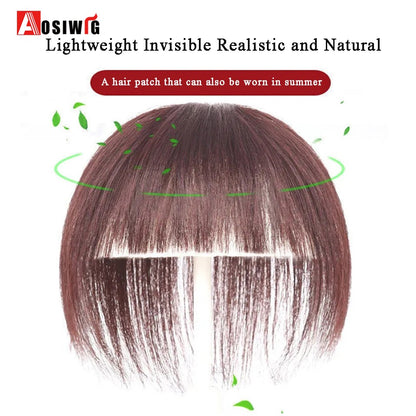 Perucas de cabelo encaracolado sintético AOSI castanho preto, substituição de extensões de cabelo tipo topete, apliques femininos com franja