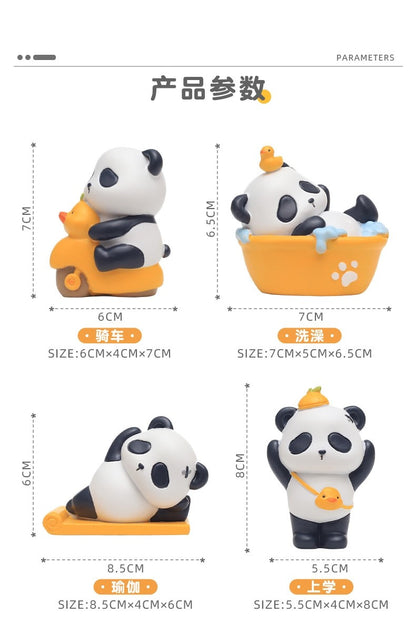 Estatuetas de panda de desenho animado para a mesa da sala de estar decorações fofas para casa artesanato em resina presentes criativos para alívio do estresse no escritório