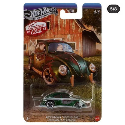 Original Hot Wheels Classic Club Mustang Porsche 911 Volkswagen Beetle Retro Alloy Car HRT81 Silver Label Die-Cast Car Model