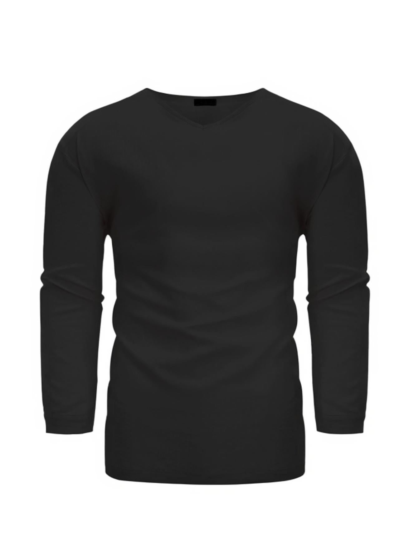 Men's Long Sleeve V-Neck Cotton Linen Loose Shirt