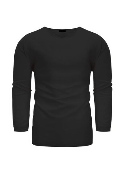 Men's Long Sleeve V-Neck Cotton Linen Loose Shirt