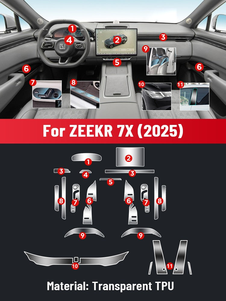 Tela de controle central automática TPU Navegação Película de proteção interior anti-riscos GPS Navegação Para ZEEKR 7X EV 2025