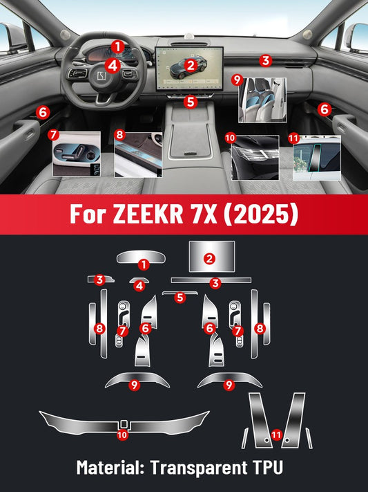 Auto Central Control Screen TPU Navigation Anti Scratch interior Protection Film GPS Navigation For ZEEKR 7X EV 2025