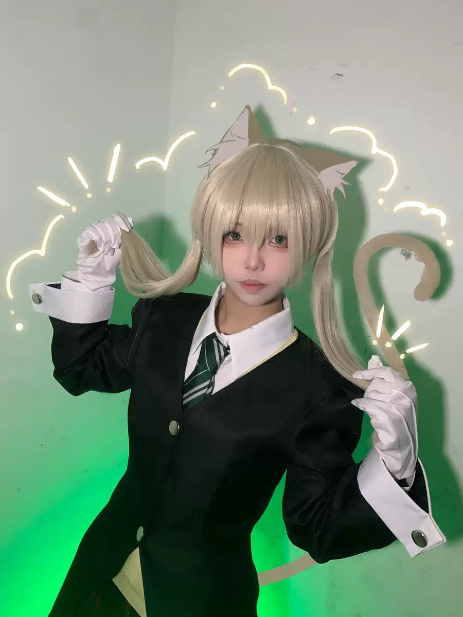 Maka Albarn Cosplay Anime Soul Eater Costume Adult Women Skirt Gloves Uniform Suit Halloween Party Role Play Outfit Maka Cos wig