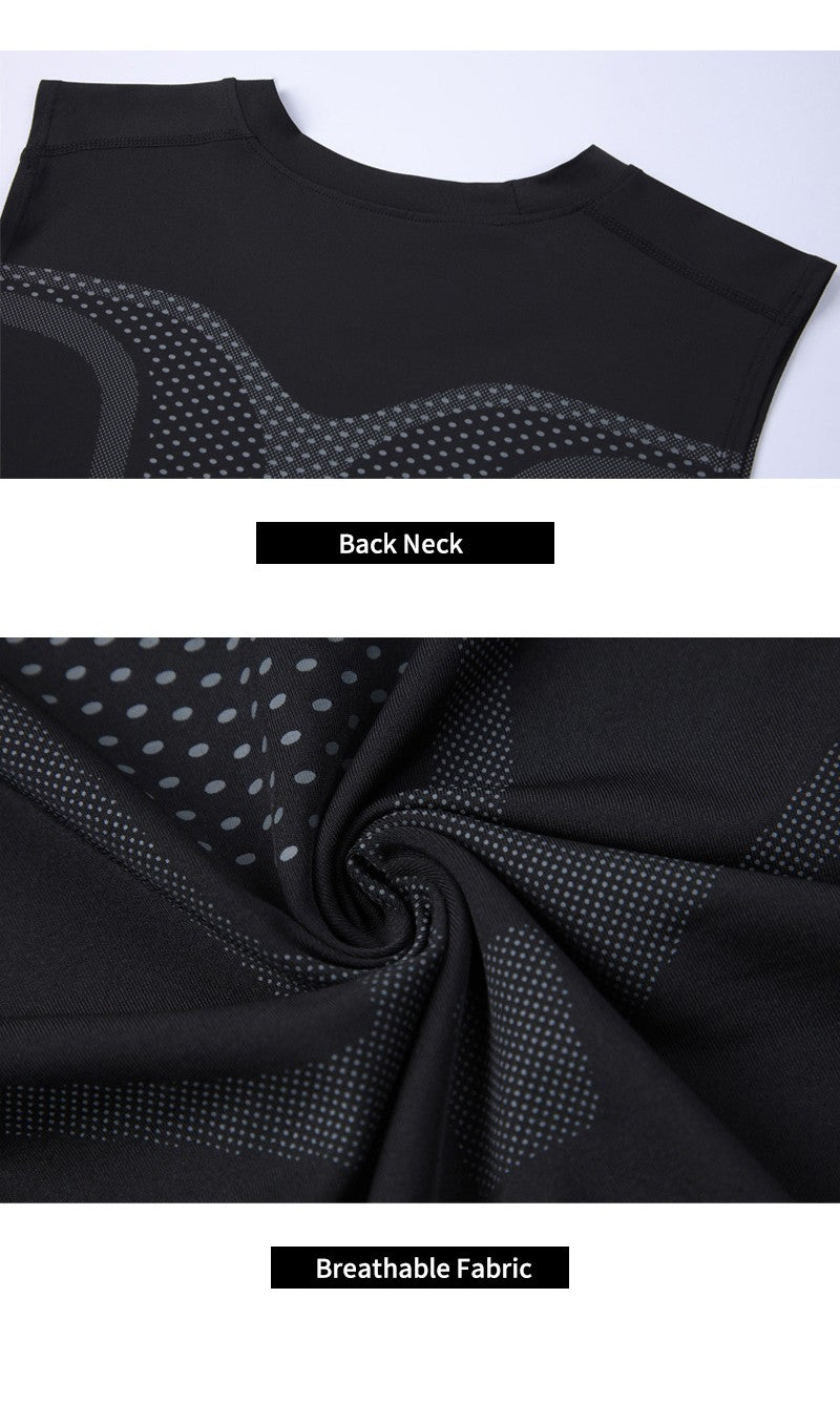 Compression Tank Top Men Gym Shirt Sleeveless Quick Dry Printing Sportswear Male Fitness Bodybuilding Vest Workout Muscle Top