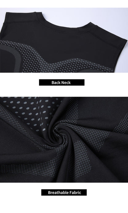 Compression Tank Top Men Gym Shirt Sleeveless Quick Dry Printing Sportswear Male Fitness Bodybuilding Vest Workout Muscle Top
