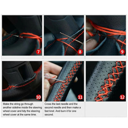 Universal microfiber leather car steering wheel cover stitching style fits steering wheel diameter up to 38cm