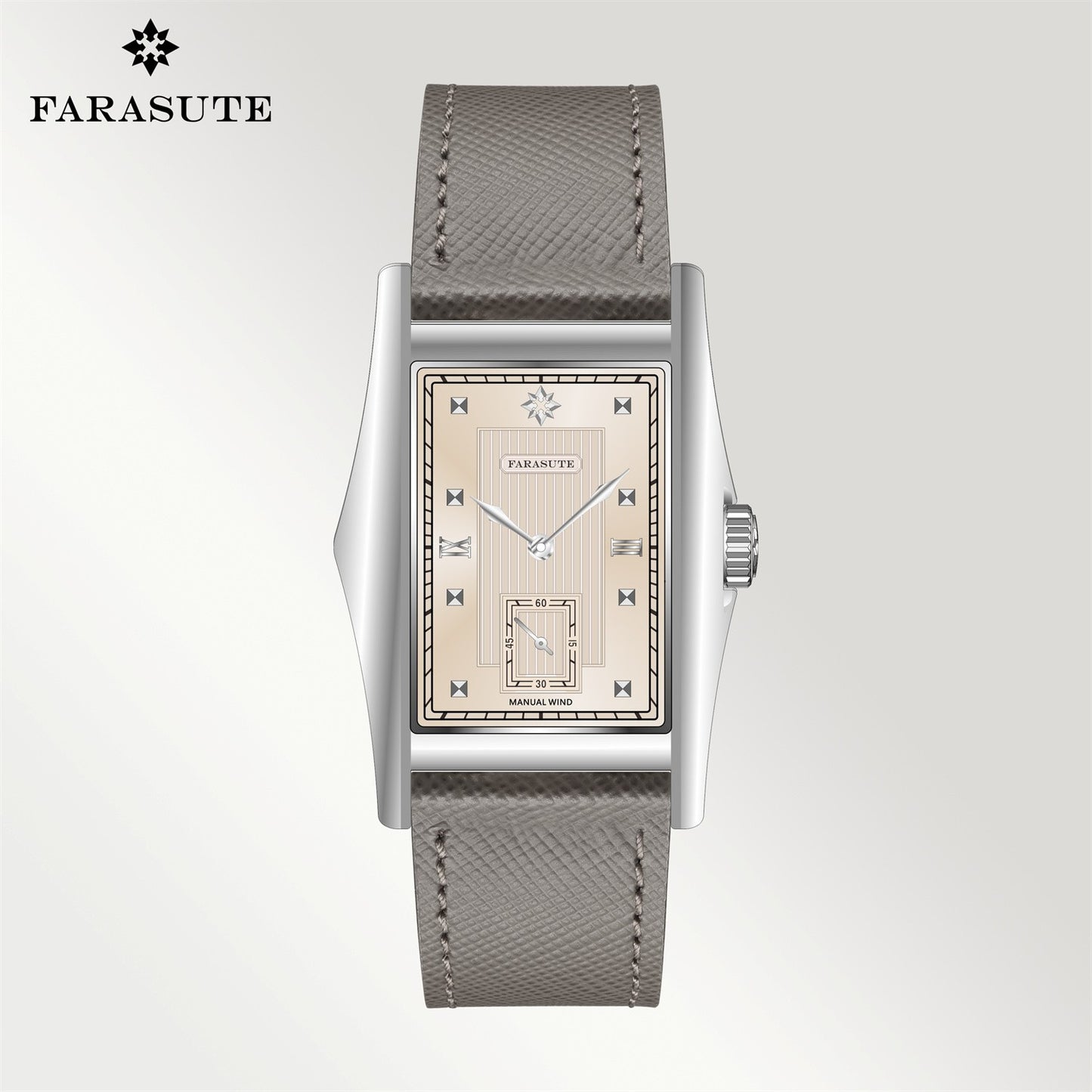 FARASUTE Creative Manual Square Customized Mechanical Movement Watch Men Luxury Sapphire Glass Small Second Wristwatches reloj