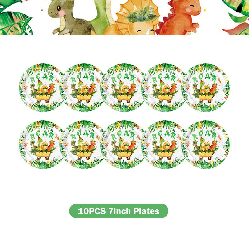 Happy Dinosaur Birthday Decoration Party Supplies Set Cup Plate Dinosaur Balloons Stickers Banner Gift Bags for Kids Boy Favors