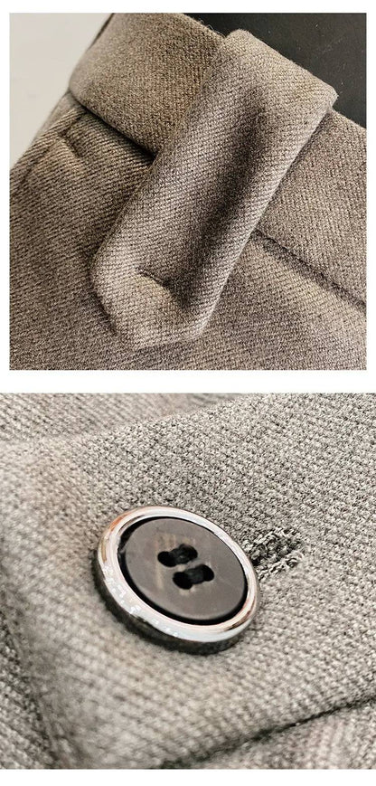 Calça Social Masculina Outono Inverno Engrossada Casual Slim Fit Reta Formal Negócios Lã Tecido Calça Social Escritório