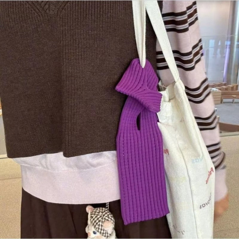 Knitted Phone Bag Scarf Style Unisex Crossbody Shoulder Phone Pouch Colorful Portable Slim Pocket Casual Phone Storage Accessory
