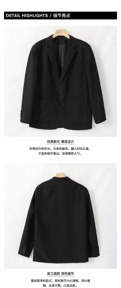 Men Suit Jackets Blazer Coat Slim Fit Smart Casual Autumn New Fashion Clothing Two Buttons Solid Color Korean Black/Khaki/Coffee