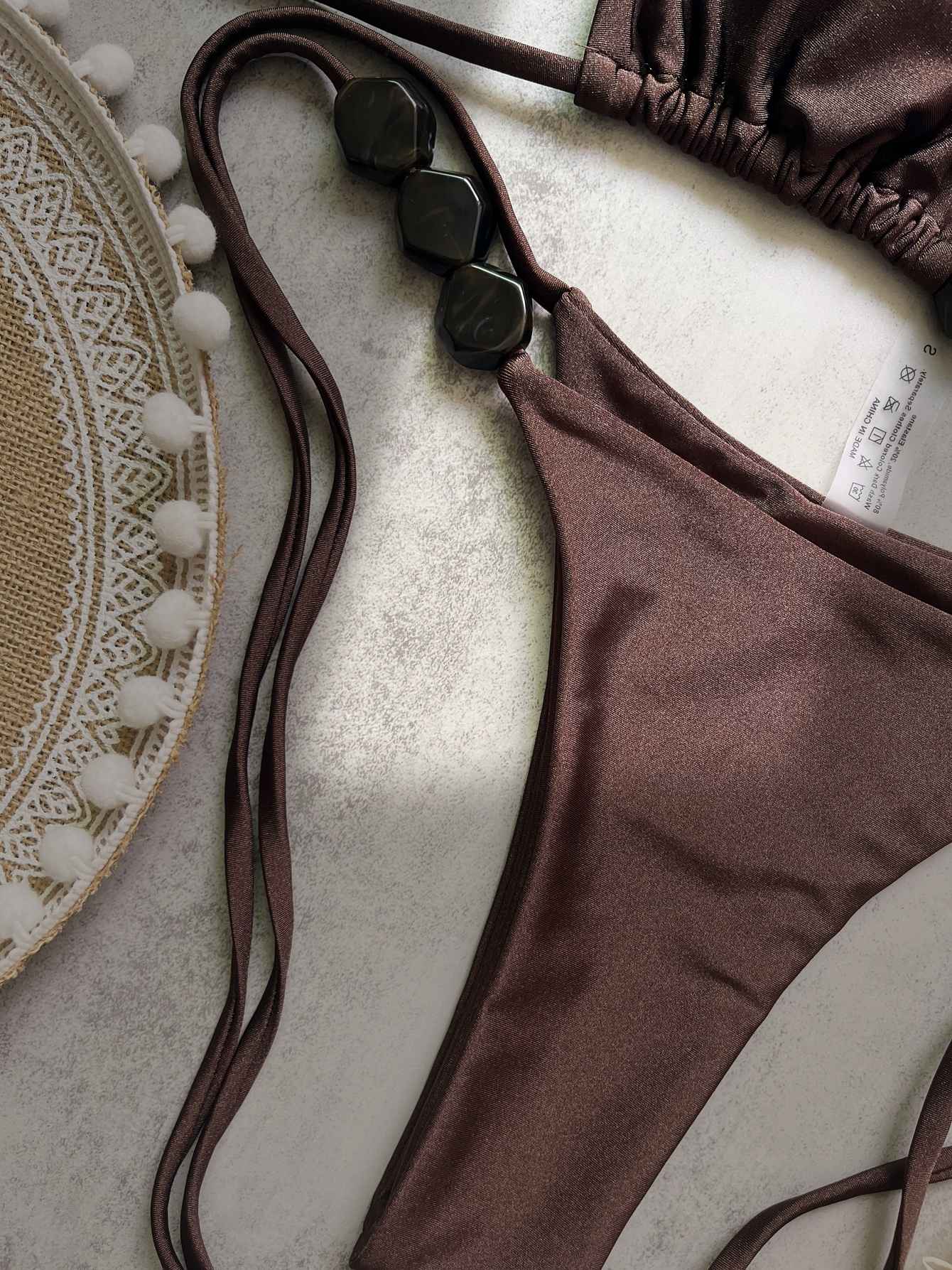 2025 Sexy Bead Bikini Swimwear Women Halter Bikini Swimsuit Beach Halter V Neck Bikini Set Beachwear Summer Bathing Suit