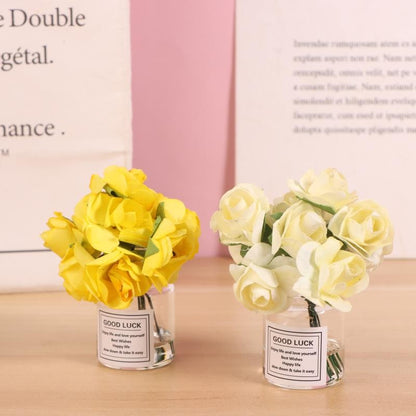 ?M?Car Decoration Ornament Cute Simulation Rose Flower Vase Auto Dashboard Decoration Gadgets For Woman Car Accessories