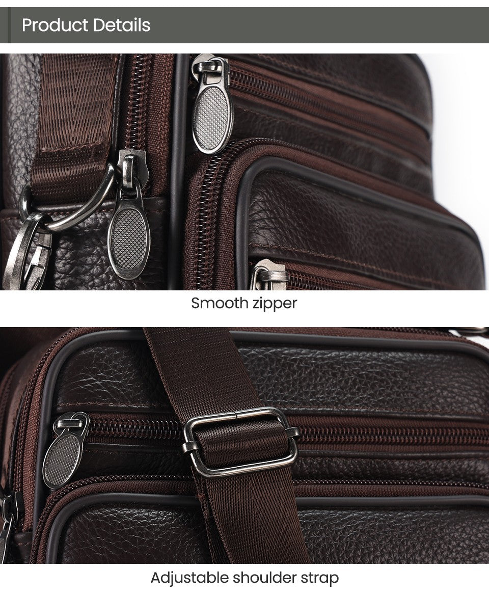 JOYIR Men Genuine Leather Crossbody Bags Messenger Bag for Male Trendy Shoulder Bags Casual Travel Sling Bag Handbags