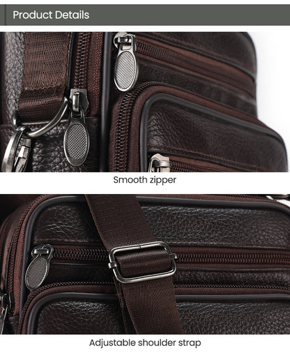 JOYIR Men Genuine Leather Crossbody Bags Messenger Bag for Male Trendy Shoulder Bags Casual Travel Sling Bag Handbags