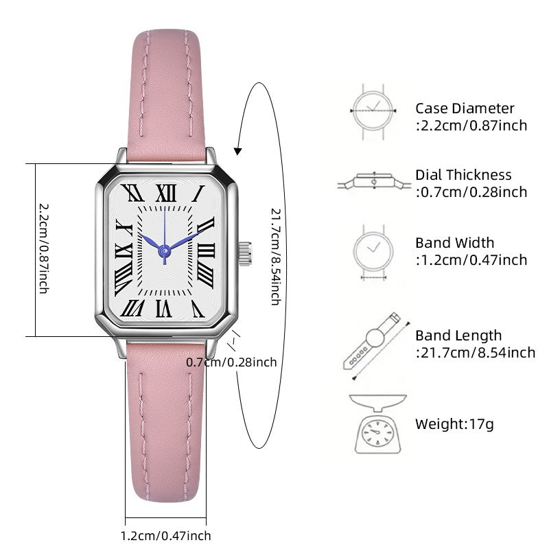 2024 New Foreign Trade Casual Fashion Fresh Art Silver Case Square Strap Roman Women's Quartz Watch in Stock
