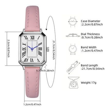 2024 New Foreign Trade Casual Fashion Fresh Art Silver Case Square Strap Roman Women's Quartz Watch in Stock