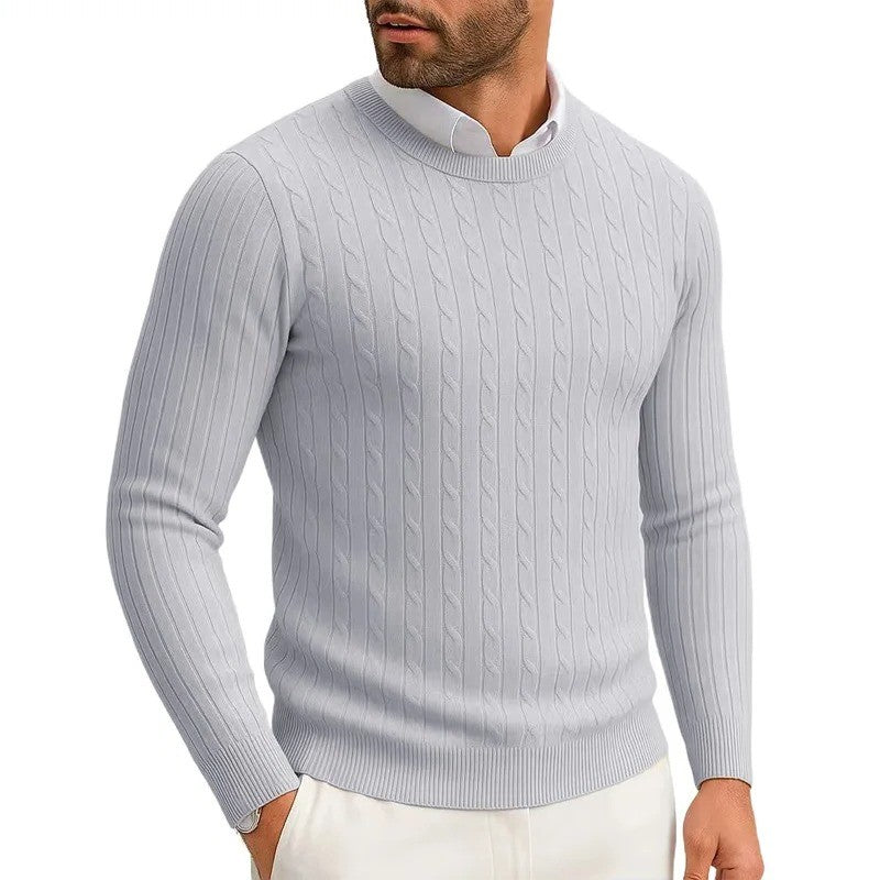 Men's Crewneck Knitted Pullover Sweater Fit Long Sleeve Casual Sweaters Winter Warm Twist Patterned Cable Work Jumper