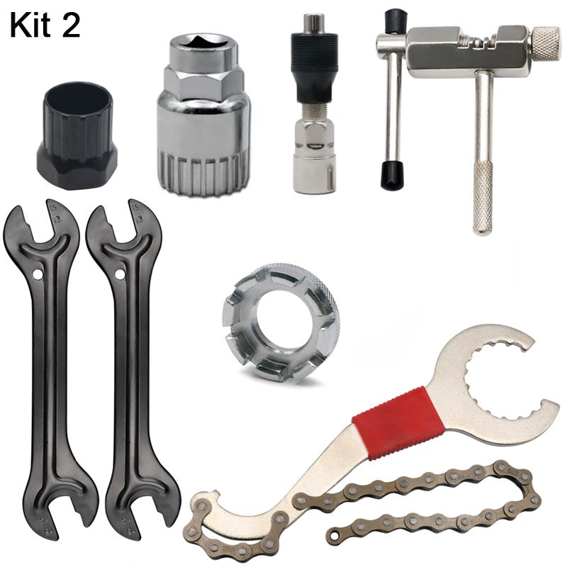 Conjunto de Ferramentas para Reparo de Bicicleta Quebrador de Corrente Extrator de Pedivela MTB Régua Medidora de Corrente de Bicicleta Removedor de Cassete Ferramentas de Reparo para Ciclismo ao Ar Livre