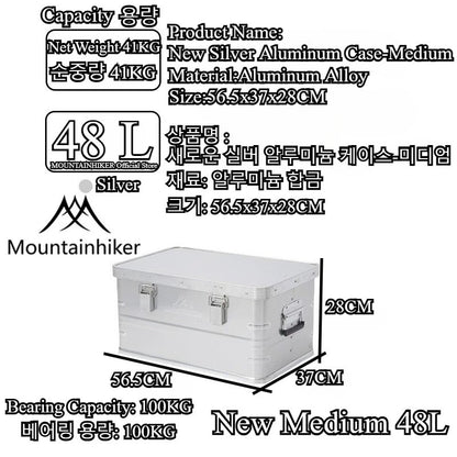 MOUNTAINHIKER Outdoor Storage Box Camping Picnic Travel Aluminum Alloy Large Capacity Box Silver Storage Bag 30-80L