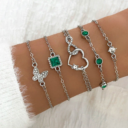 Conjunto de pulseiras de borboleta com strass 5 peças/conjunto para mulheres moda coreana designer ajustável pulseira de contas joias de luxo originais