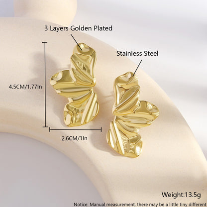 Brincos de pino de meia flor em aço inoxidável para mulheres e meninas Brincos de pino de pétala irregular minimalistas Joias da moda para festas Presentes