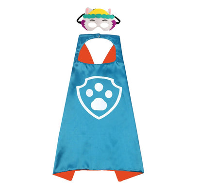 Anime Dog Patrol Kids Cosplay Costume Cape with Eye Mask Halloween Marshall Chase Skye Zuma Rubble Rocky Children's Dress-Up