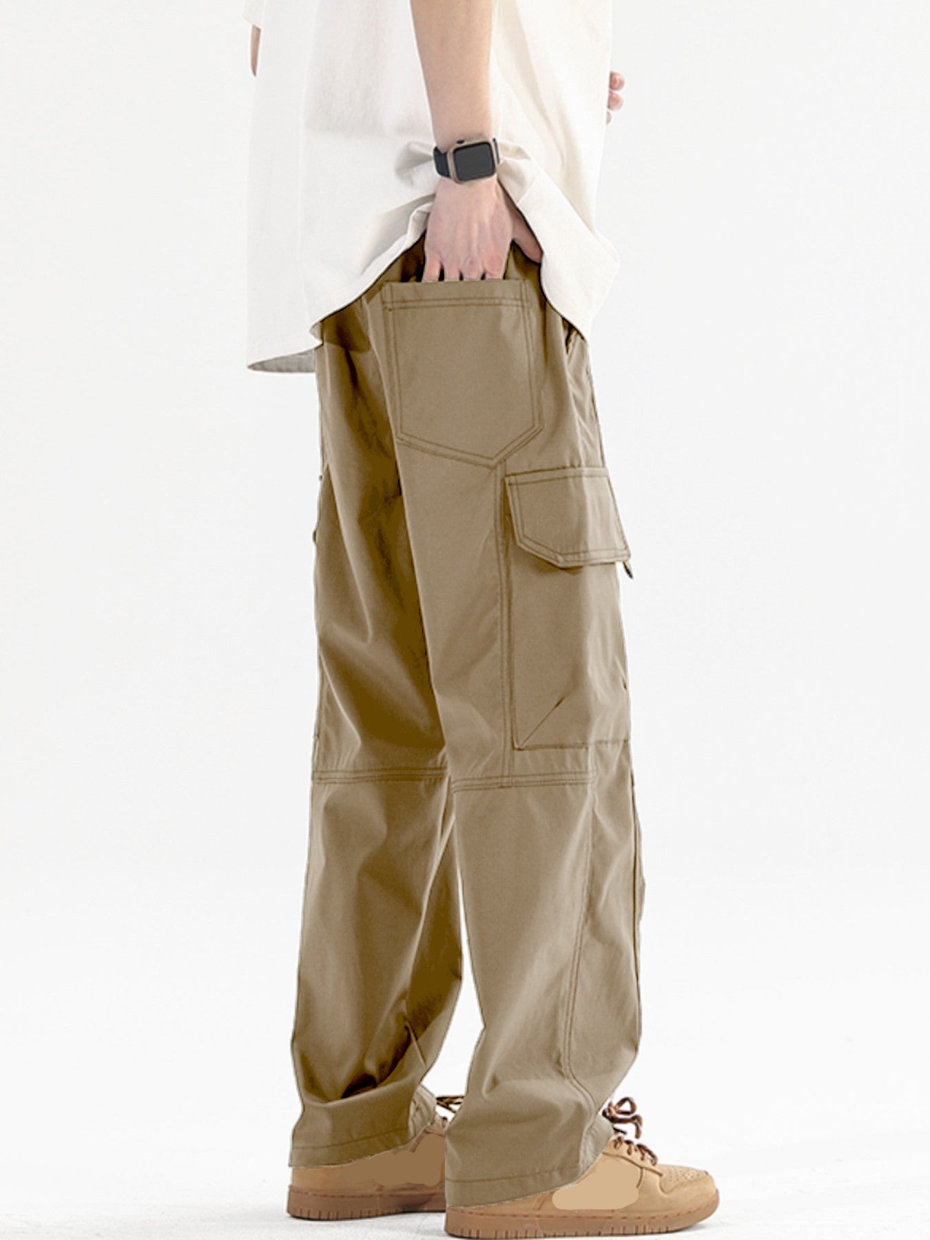 Calça Cargo Casual Masculina Plus Size Secagem Rápida Esportiva ao Ar Livre Impermeável Calça de Trabalho Masculina Streetwear Masculina Esportiva