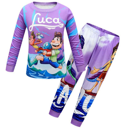 Pijama Infantil Disney Pixar Luca Desenho Animado Cosplay Roupa de Dormir Kawaii Pijama Luca Anime Manga Longa Roupa de Casa Pijama Infantil Presente