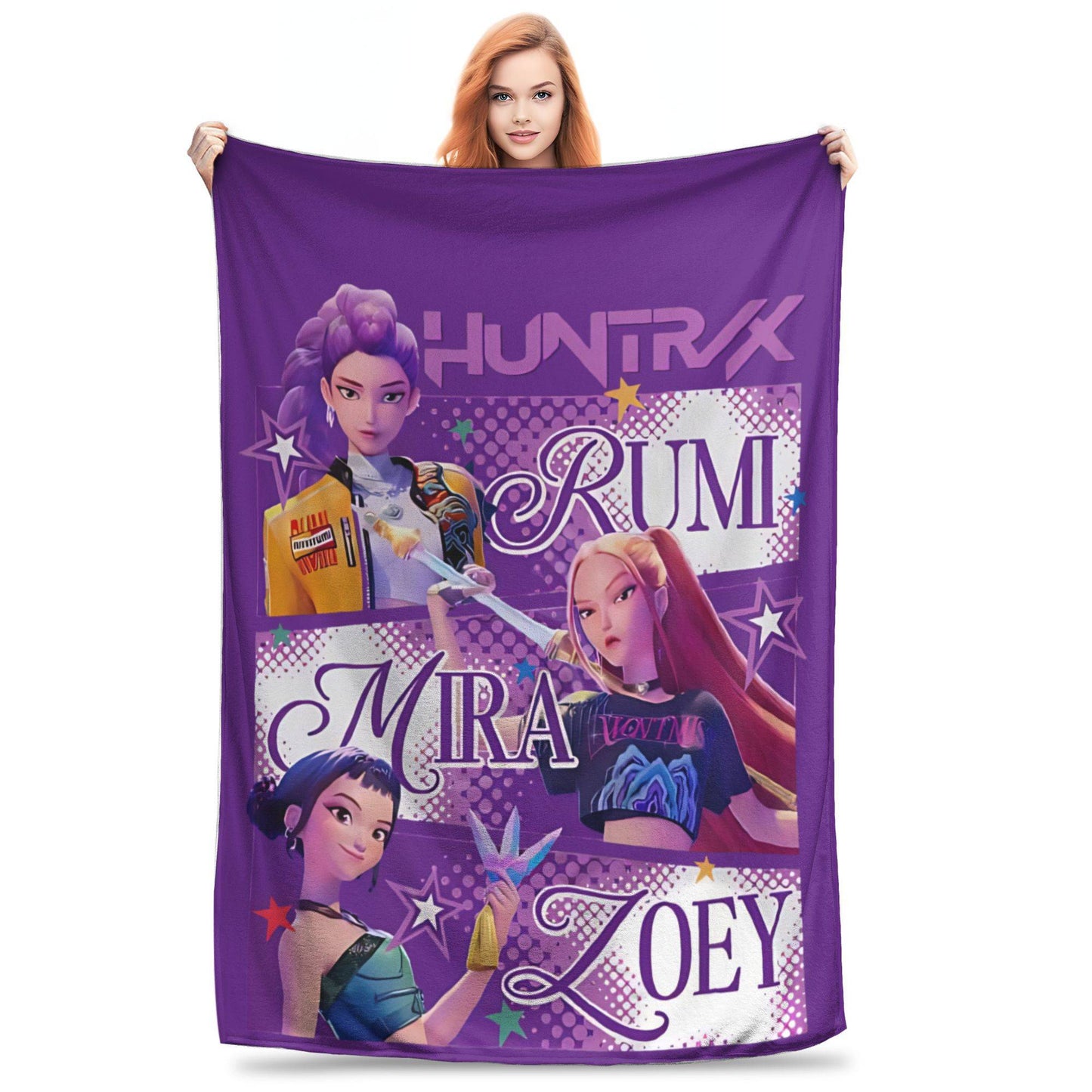 Kpop Demon Hunters Zoey Huntrix Blankets  Plush Vintage Soft Throw Blankets for Bedspread Summer,