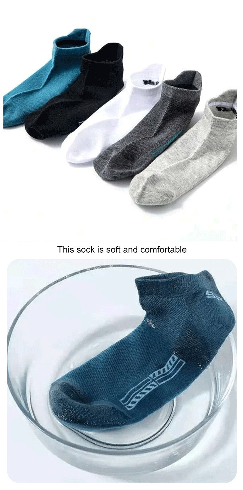 5 Pairs Men's Socks High Quality Women's Low Cut Round Neck Ankle Socks Sports Mesh Breathable Summer Autumn Men's Boat Socks