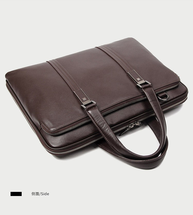 Luxury Genuine Leather Briefcase Men Leather Business Bag 15.6" Laptop Bag 14 Male Office Bag Document File Case Shoulder Bag