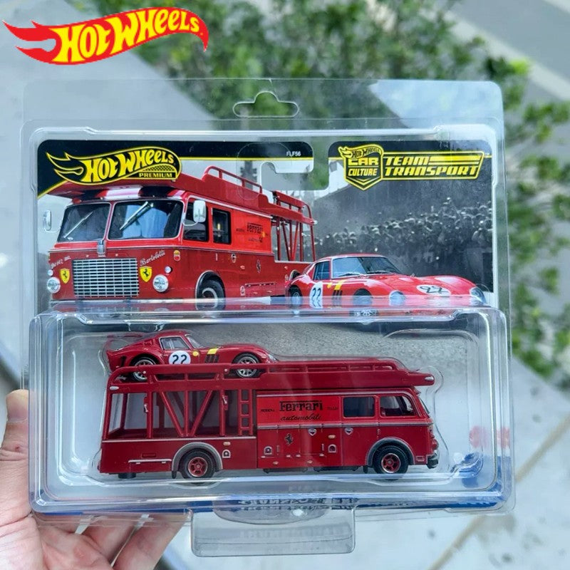 Hot Wheels Premium 1:64 Scale Car Culture Team Transport Toy Set with Ferrari Toyota Plymouth Mix for Vehicle Model Toys Gifts