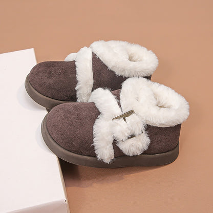 Winter Fur Boots For Girls Thick Warm Children's Plush Snow Boots Soft Warm Velvet Cotton Shoes Winter Kid's Padded Boots