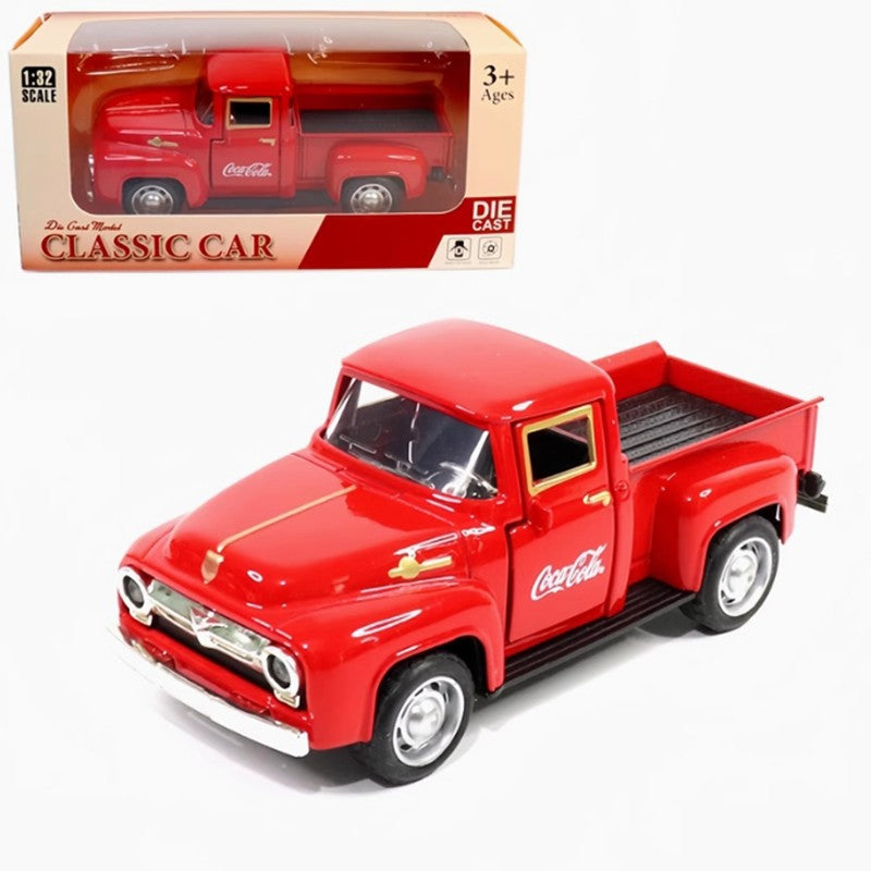 1:32 1955 Clássico Caminhão de Carga Chevrolet Transportador de Liga de Carro Modelo Contendo Uma Cesta de Modelos de Coca-Cola Presente de Ano Novo Para Crianças