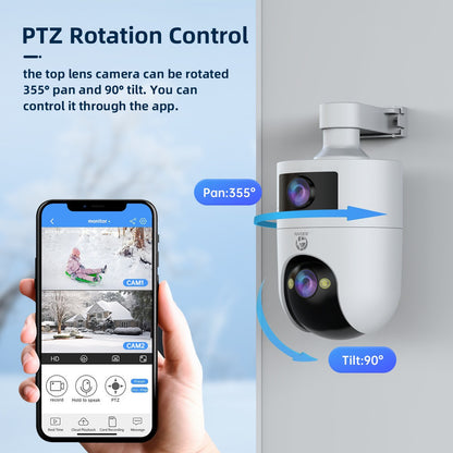 4K PTZ IP Camera Outdoor Waterproof Dual Lens 5G WiFi Security Camera Auto Tracking Video Surveillance Camera Baby Monitor