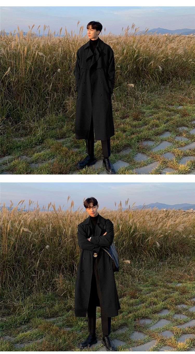 Trench coat Brand New Spring Trench Korean Men's Fashion Overcoat Male Long Windbreaker Streetwear Men Coat Outer Wear Clothing