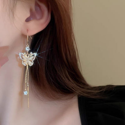 Nova Tendência da Moda Design Único Elegante Delicado Zircônia Borboleta Tassel Brincos Para Mulheres Joias Festa de Casamento Presentes Premium