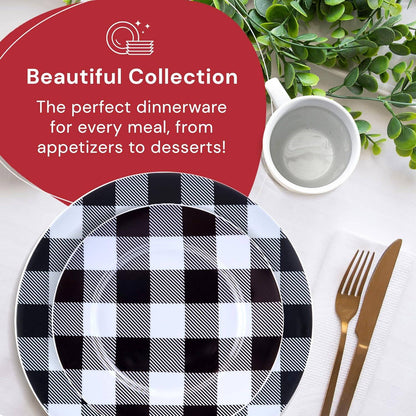 Inverno Geada Branca, Jogos de Jantar Modernos Pretos para Cozinha, Pratos e Louças Internas, Conjunto de Pratos e Tigelas de Cozinha Xadrez de 16 Peças com Mu
