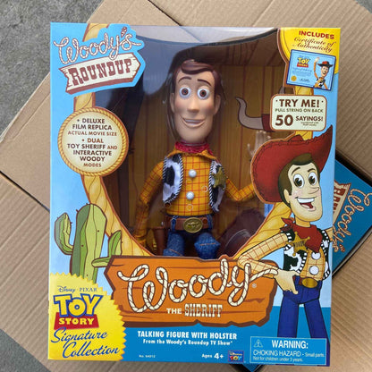 Quente 40cm Disney Pixar Toy Story Woody Bonecos De Ação Fala Em Inglês Personagem Boneca Roupa Cowboy Presente De Aniversário Para Crianças