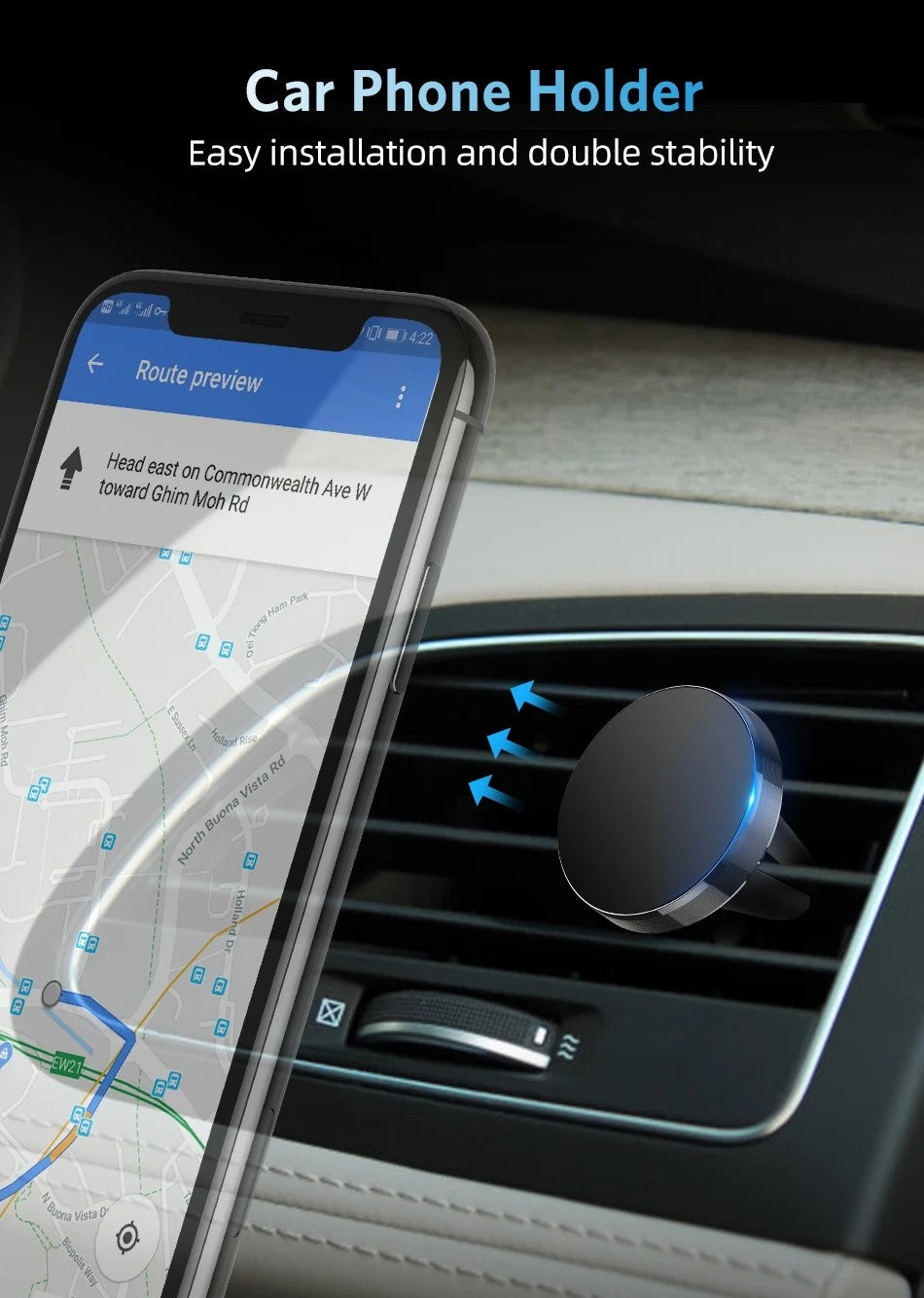 Air Vent Magnet Smartphone Mobile Stand Magnetic Car Phone Holder Cell GPS Mount For iPhone 16 15 14 13 12 Xiaomi Samsung Holde